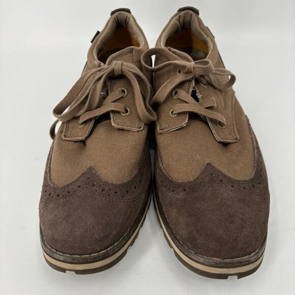CAT Caterpillar Wingtip Oxford Shoes Canvas Faux Suede Brown Men's Size 11.5 - Picture 5 of 10